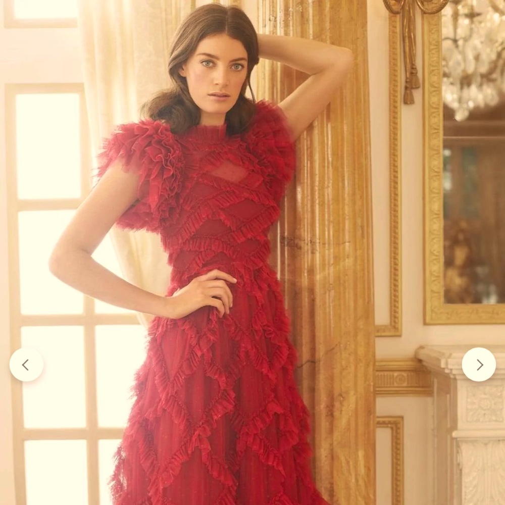 Needle and thread Genevieve dress in red